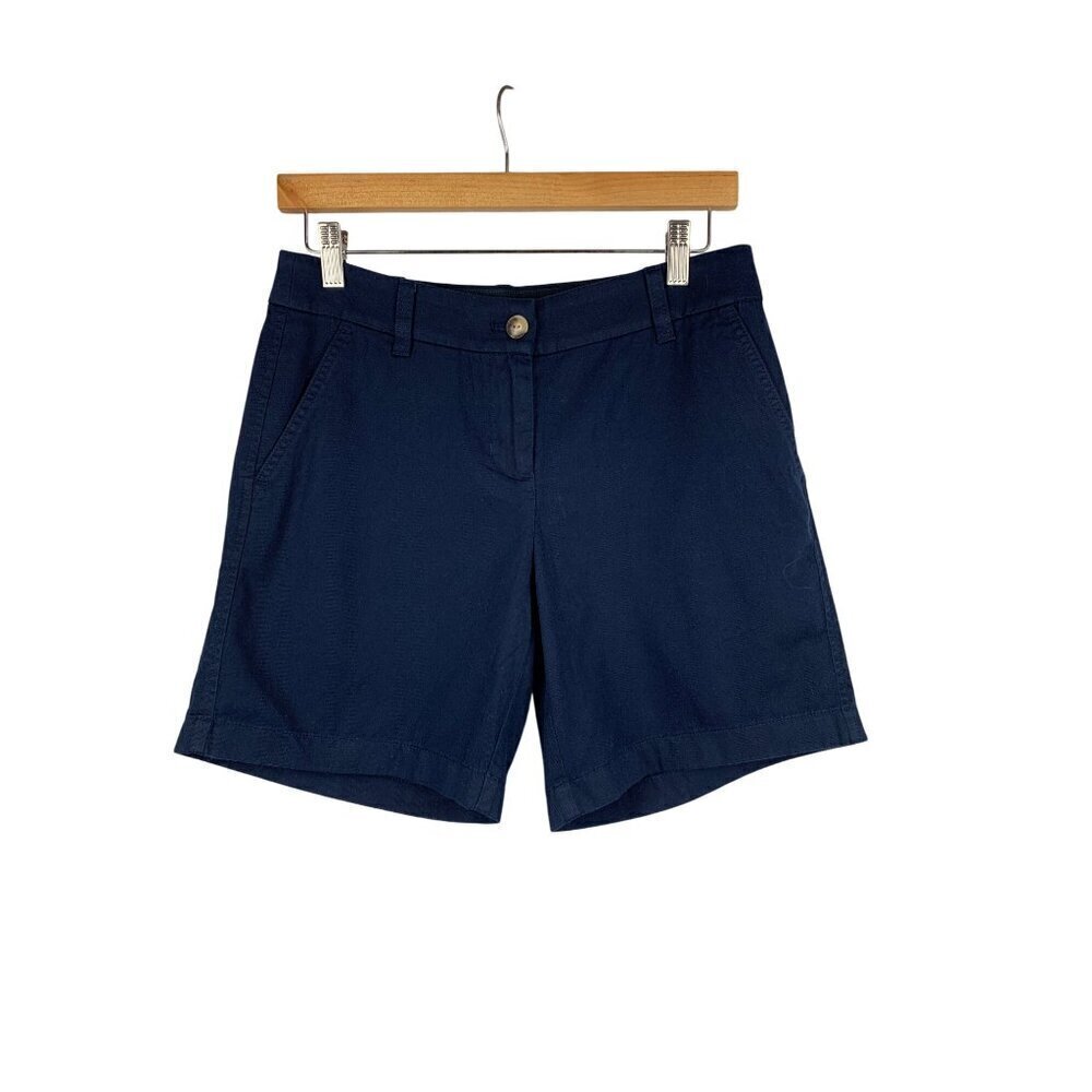 J.Crew Womens Navy Chino Shorts Size 2 Cotton Blend Classic Style